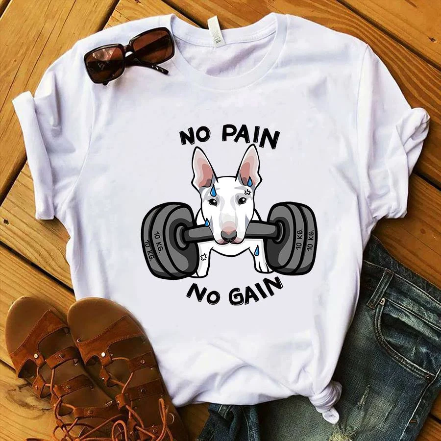 Bull terrier No Pain No Gain print-on-demand T-shirt design
